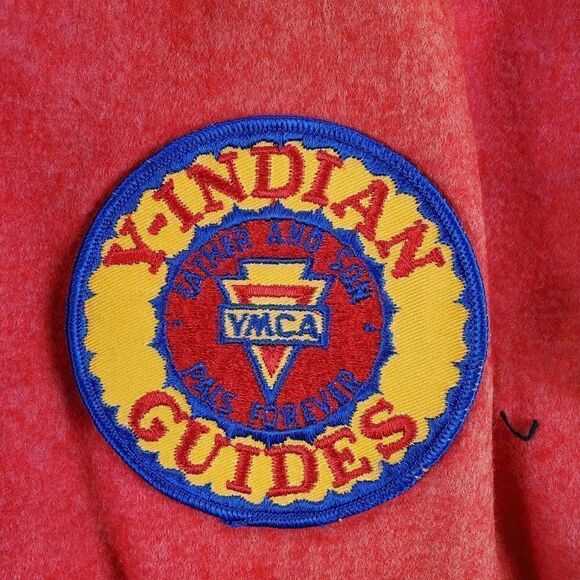 Vtg YMCA Y Indian Guides Vest Mens Large Red Pow Wow Felt Fabric Prairi Kee KC - Picture 2 of 9